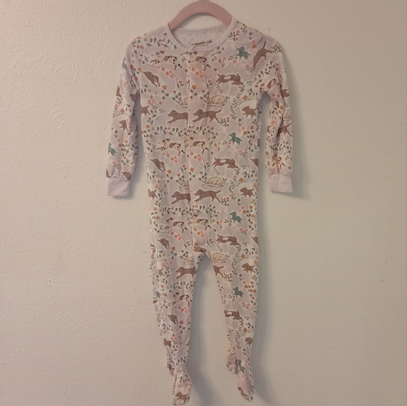 Magnetic Me Cream Animal Print Footie - Picture 1 of 3